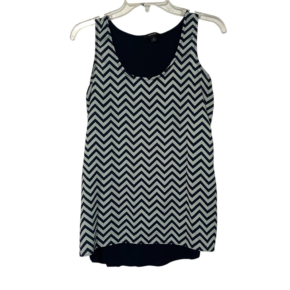 Espresso size small women’s navy blue and pale mint tank top
